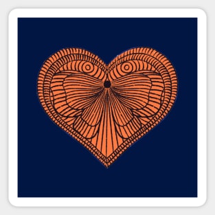 Love orange butterfly heart on dark background Sticker